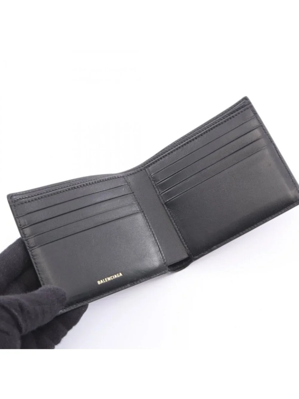 Balenciaga Bifold Wallet Monaco Square Fold Leather Billfold